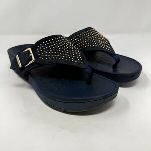 Vionic Capitola Platform Sandals Navy Size 7 Sleek Studded Comfort Luxe